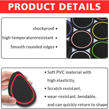 Car Cup Holder Coasters, Dustproof Automotive Interior Accessories Mat,2.75 Inch Non-Slip Insert Water Bottle Holder Pads, Universal For Vehicles, Trucks, RVs And More (Black/Red, 2PCS)