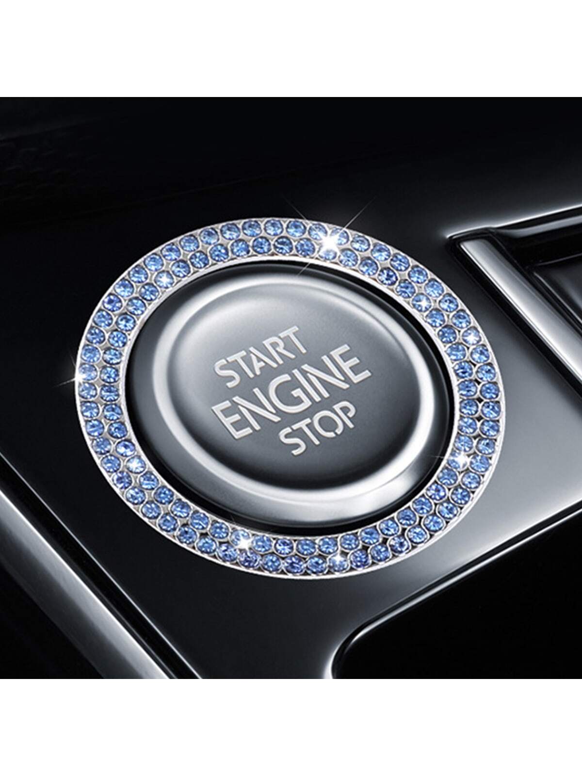 Car Engine Start Stop Button Protective Cover And Rhinestone Ring Sticker For Button And Ignition Key Decoration