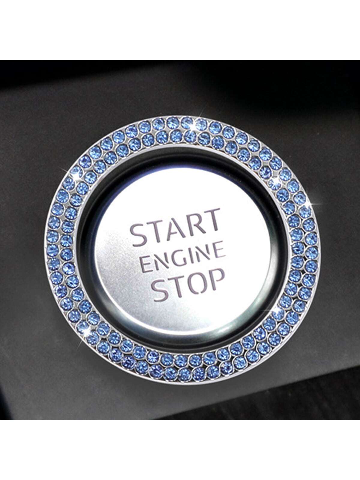 Car Engine Start Stop Button Protective Cover And Rhinestone Ring Sticker For Button And Ignition Key Decoration