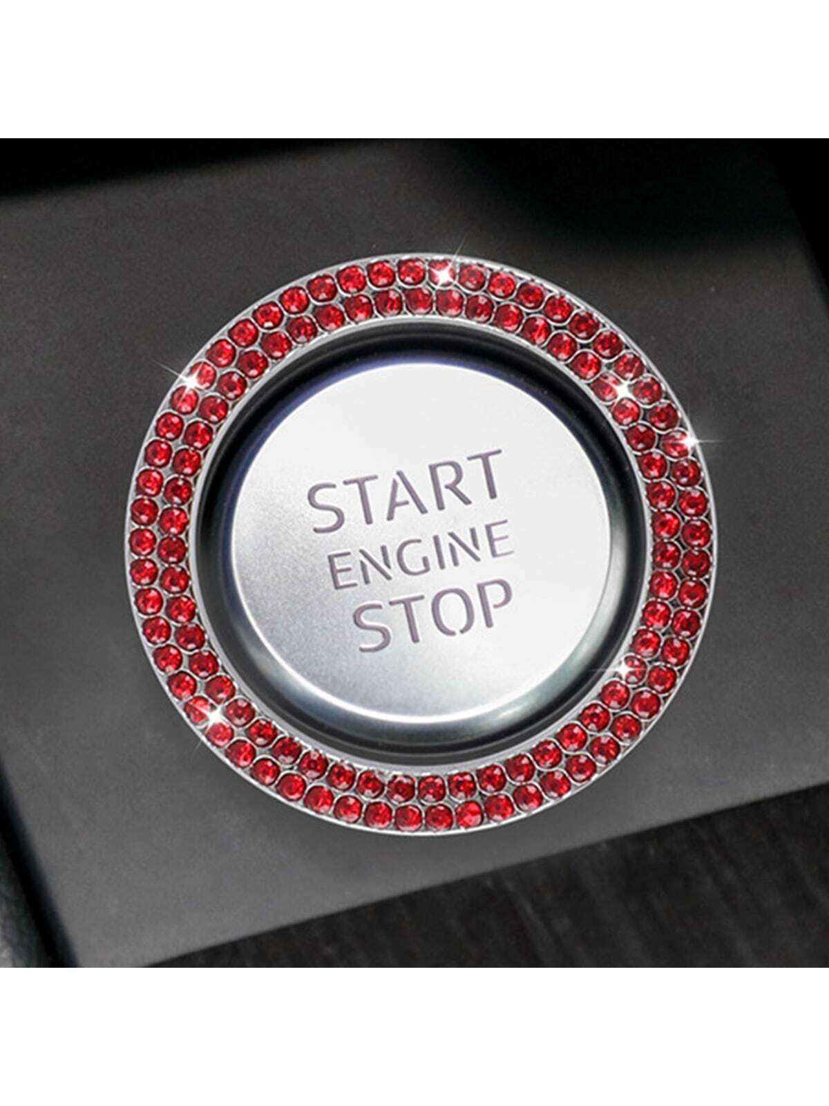 Car Engine Start Stop Button Protective Cover And Rhinestone Ring Sticker For Button And Ignition Key Decoration