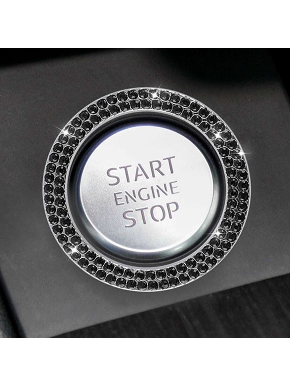 Car Engine Start Stop Button Protective Cover And Rhinestone Ring Sticker For Button And Ignition Key Decoration