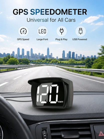 Car GPS Speedometer HUD Display, Digital KM/H MPH Speed Meter With Bright LED Screen, USB Plug And Play Head Up Display For Cars Trucks SUV, Compact Driving Accessories Gift For Men Women