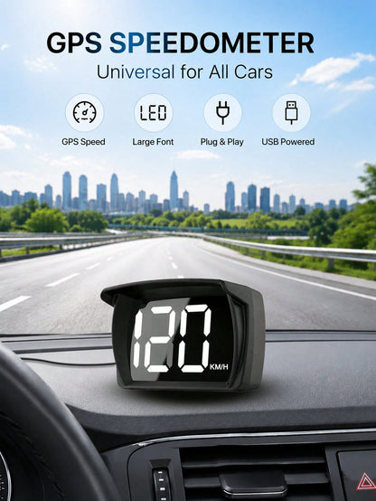 Car GPS Speedometer HUD Display, Digital KM/H MPH Speed Meter With Bright LED Screen, USB Plug And Play Head Up Display For Cars Trucks SUV, Compact Driving Accessories Gift For Men Women
