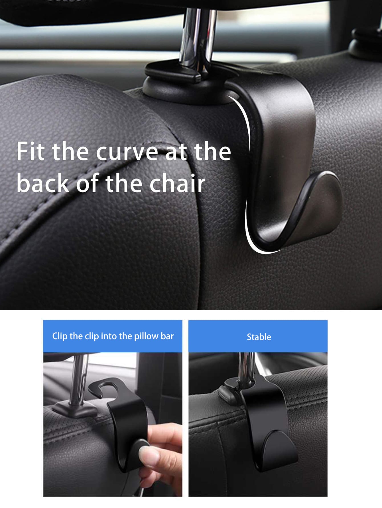 Car Headrest Hook, Headrest Storage Clip, Multi-Function Back Seat Storage Hook, Front And Rear Seat Storage Rack, Car Interior Storage Accessories, Suitable For Car Interior Accessories, Car Decorati