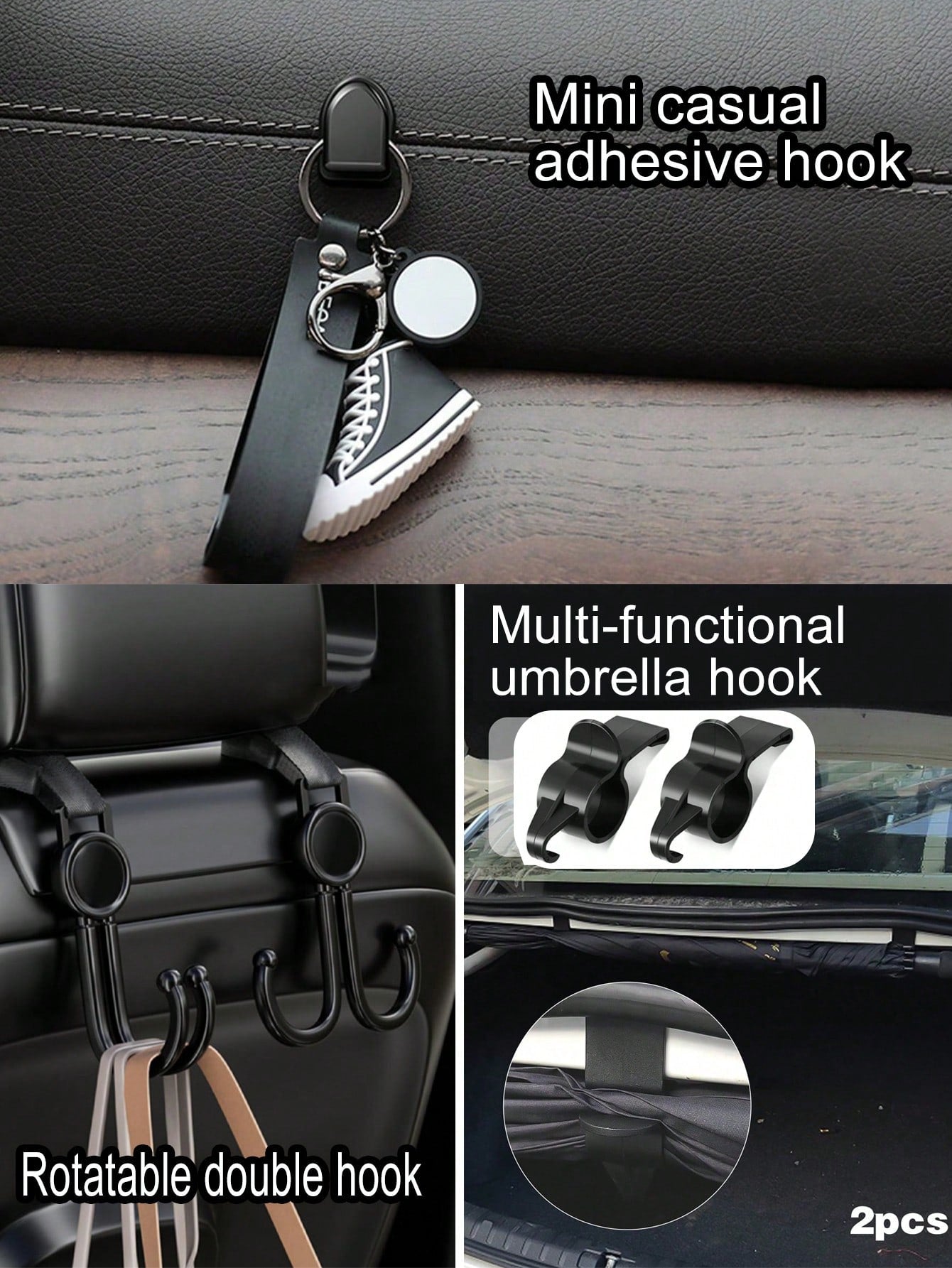 Car Headrest Hook, Headrest Storage Clip, Multi-Function Back Seat Storage Hook, Front And Rear Seat Storage Rack, Car Interior Storage Accessories, Suitable For Car Interior Accessories, Car Decorati