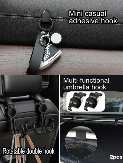 Car Headrest Hook, Headrest Storage Clip, Multi-Function Back Seat Storage Hook, Front And Rear Seat Storage Rack, Car Interior Storage Accessories, Suitable For Car Interior Accessories, Car Decorati
