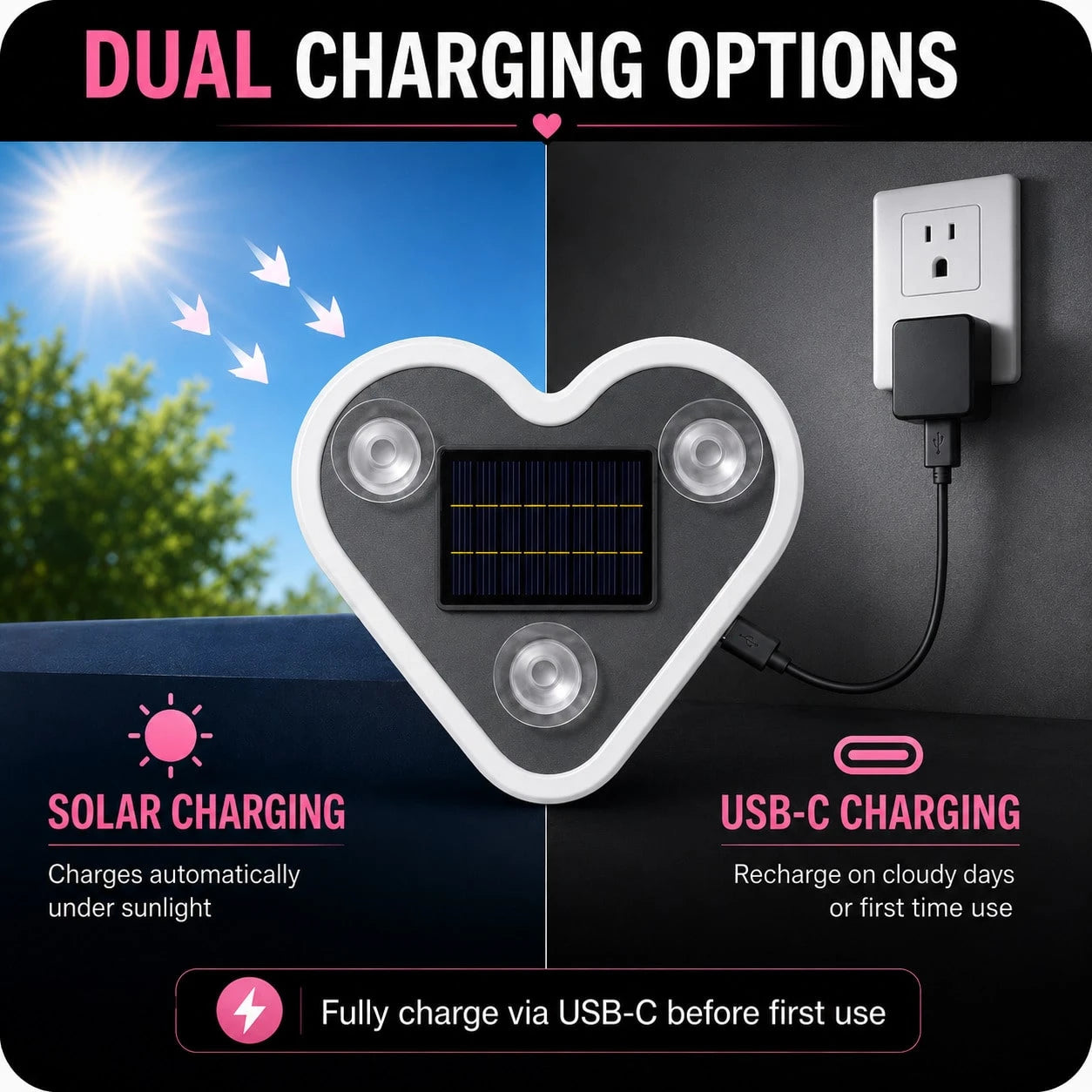 Car Interior Mood Lights, Heart Shaped Neon LED Window Light With 4 Glow Valve Stem Caps, Solar & Type-C Rechargeable, 6 Light Modes, Wireless Car Window Ambient Light, Car Interior Mood Decorations