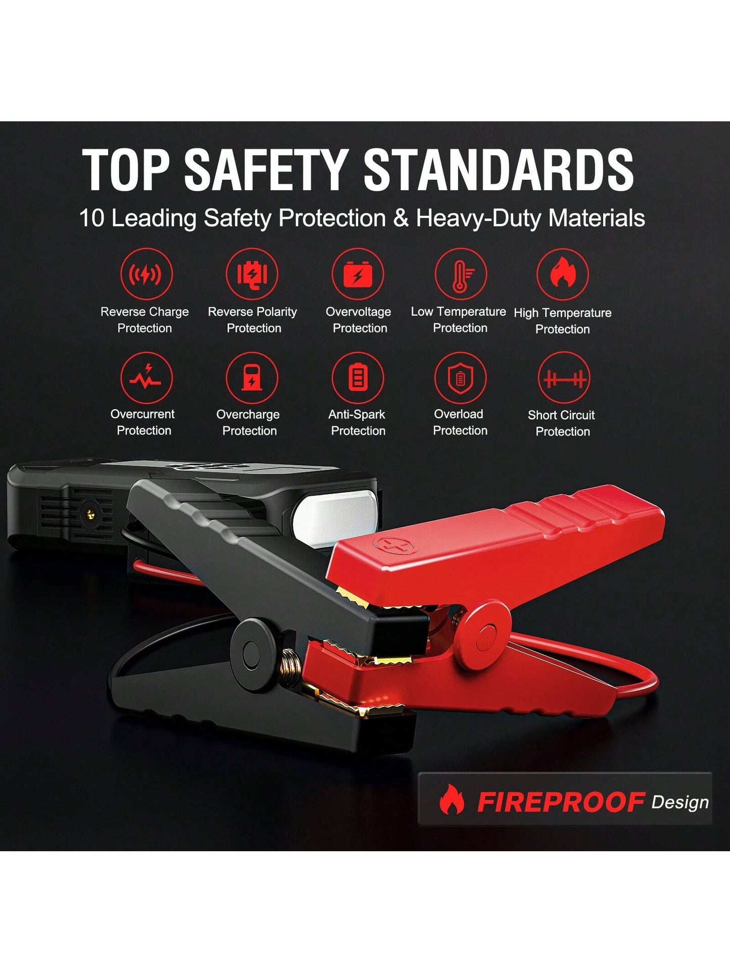 Car Jump Starter With Air Compressor, 3500A 12V Lithium Battery Jump Box With 150PSI Tire Inflator For Up To 10.0L Gas & 8.0L Engines, Portable Power Bank With 3 Modes LED Light Jumper Pack