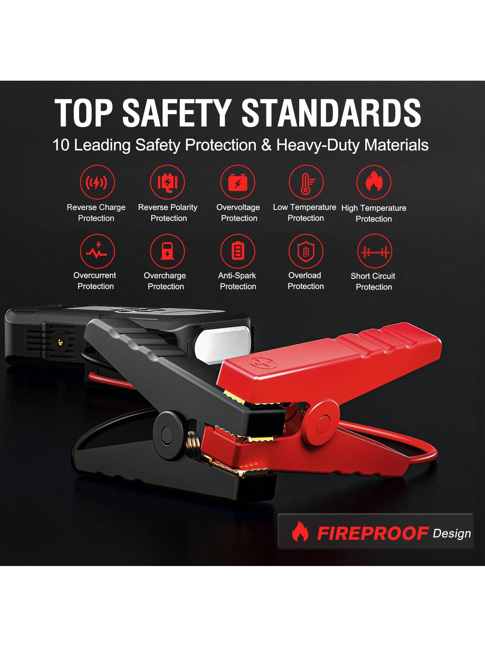 Car Jump Starter With Air Compressor, 3500A 12V Lithium Battery Jump Box With 150PSI Tire Inflator For Up To 10.0L Gas & 8.0L Engines, Portable Power Bank With 3 Modes LED Light Jumper Pack