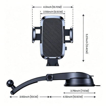 Car Phone Holder Mount, Upgraded 360° Rotation Dashboard Stand, Strong Suction Handsfree Phone Mount, Universal Compatible With IPhone Android For Car GPS Navigation