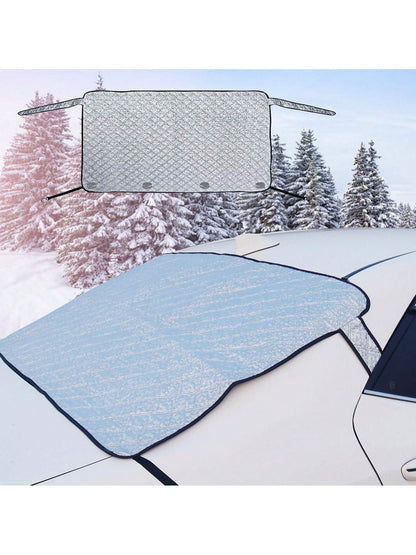 Car Rear Windshield Cover For Ice And Snow, 4-Layer Waterproof Dustproof Back Window Car Cover With Magnetic Edge & Windproof Strap For Winter