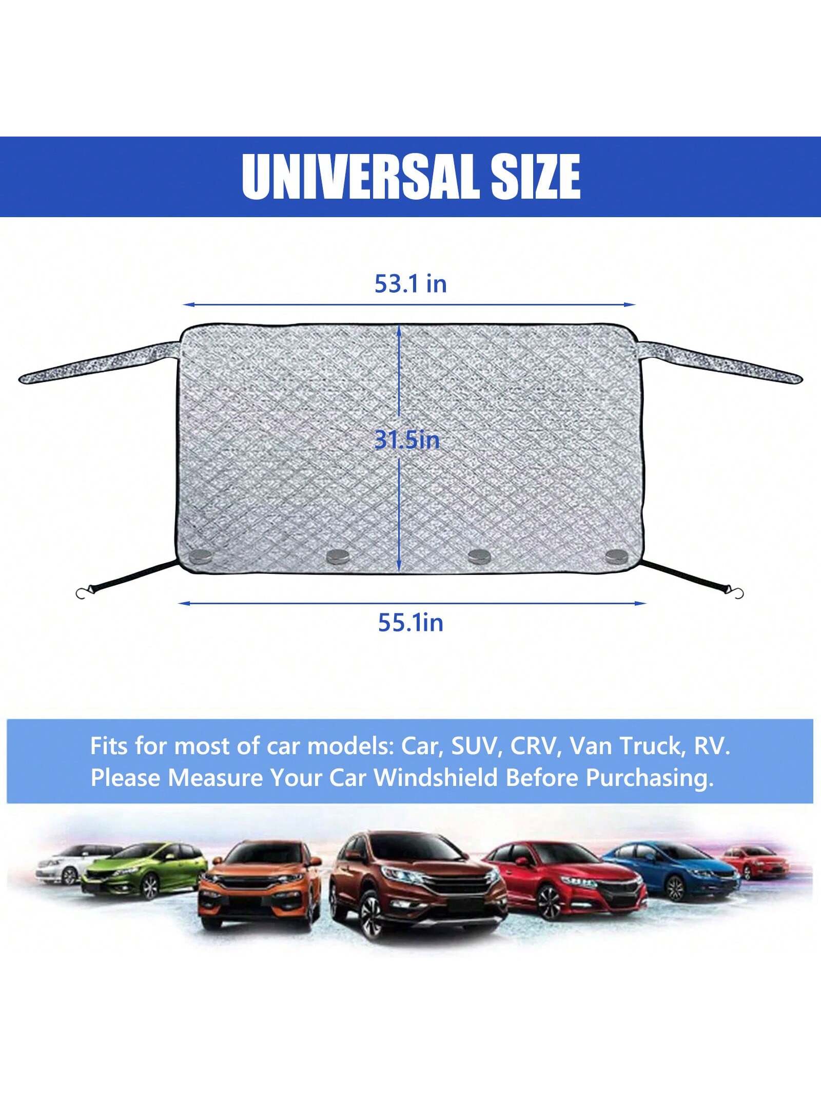 Car Rear Windshield Cover For Ice And Snow, 4-Layer Waterproof Dustproof Back Window Car Cover With Magnetic Edge & Windproof Strap For Winter