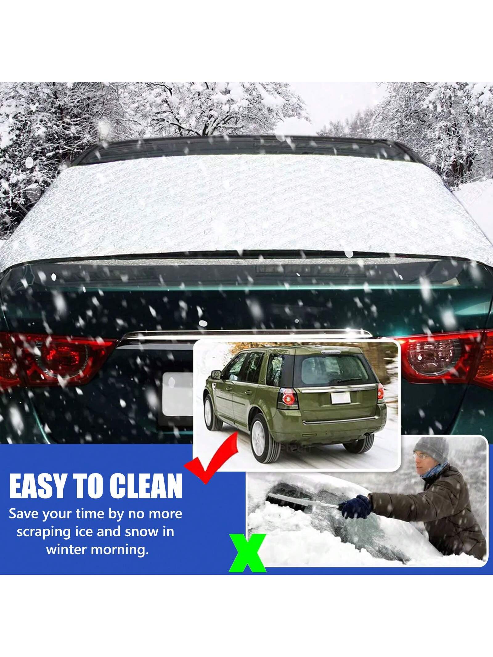 Car Rear Windshield Cover For Ice And Snow, 4-Layer Waterproof Dustproof Back Window Car Cover With Magnetic Edge & Windproof Strap For Winter