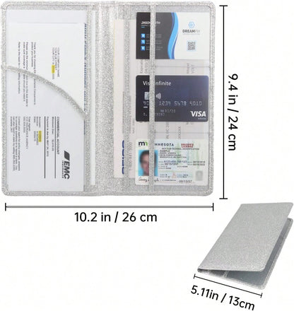 Car Registration And Insurance Holder, Bling Premium Pu Leather Vehicle Glove Box Organizer, Prefect Leather License Registration Holder For Driver