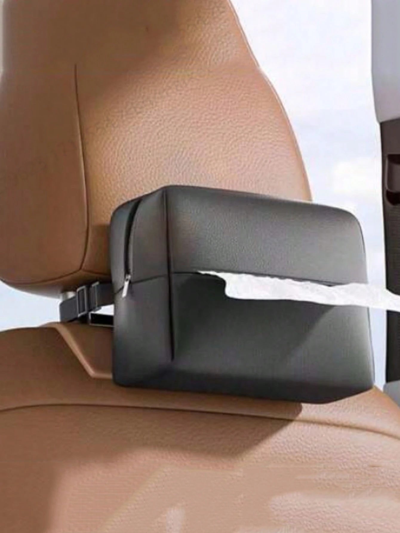 Car Seat Back Hanging Tissue Box, Multi-Functional Storage Bag, Sun Visor Tissue Holder, Portable For Men & Women (Black, Red, Beige, Gray)