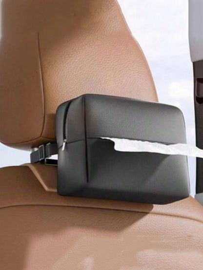 Car Seat Back Hanging Tissue Box, Multi-Functional Storage Bag, Sun Visor Tissue Holder, Portable For Men & Women (Black, Red, Beige, Gray)