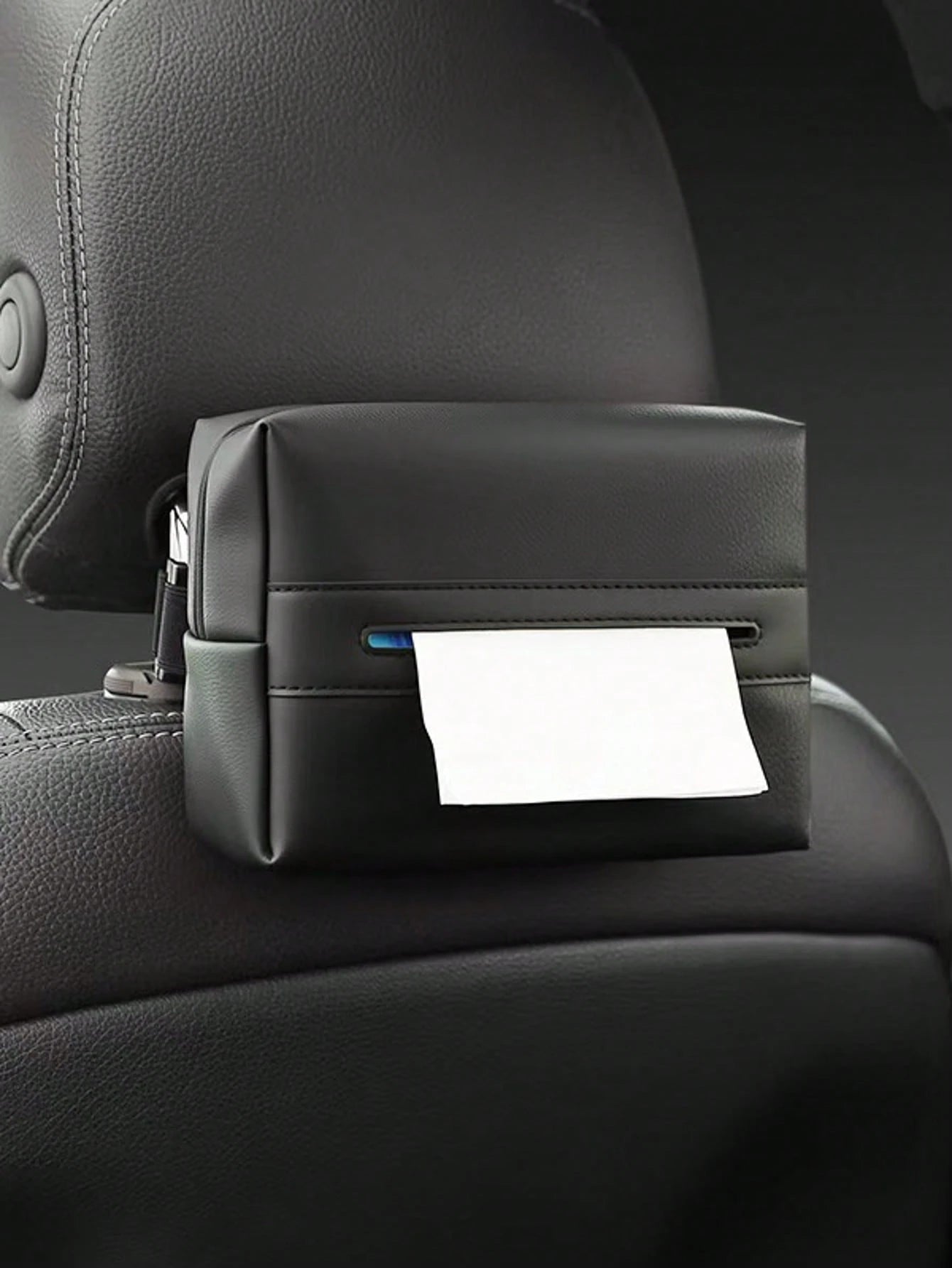 Car Seat Back Hanging Tissue Box, Multi-Functional Storage Bag, Sun Visor Tissue Holder, Portable For Men & Women (Black, Red, Beige, Gray)