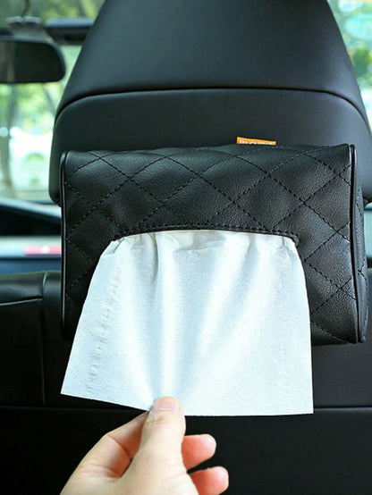 Car Seat Back Hanging Tissue Box, Multi-Functional Storage Bag, Sun Visor Tissue Holder, Portable For Men & Women (Black, Red, Beige, Gray)
