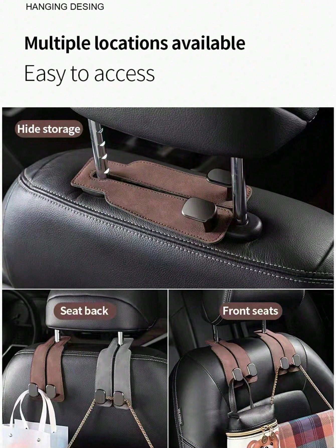 Car Seat Headrest Hooks, Dual Headrest Hooks, Car Back Seat Headrest Hooks, Can Be Used To Hang Handbags, Bags, Clothes And Wallets