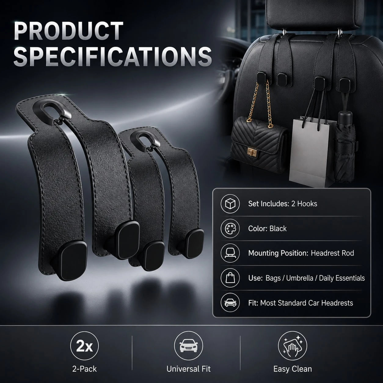 Car Seat Hooks, Headrest Hooks, Car Interior Storage Hooks, Back Seat Hooks, Car Organization Hooks, Vehicle Seat Hooks, Car Storage Hooks, Universal Car Headrest Hooks, Can Hang Bags, Shopping Bags