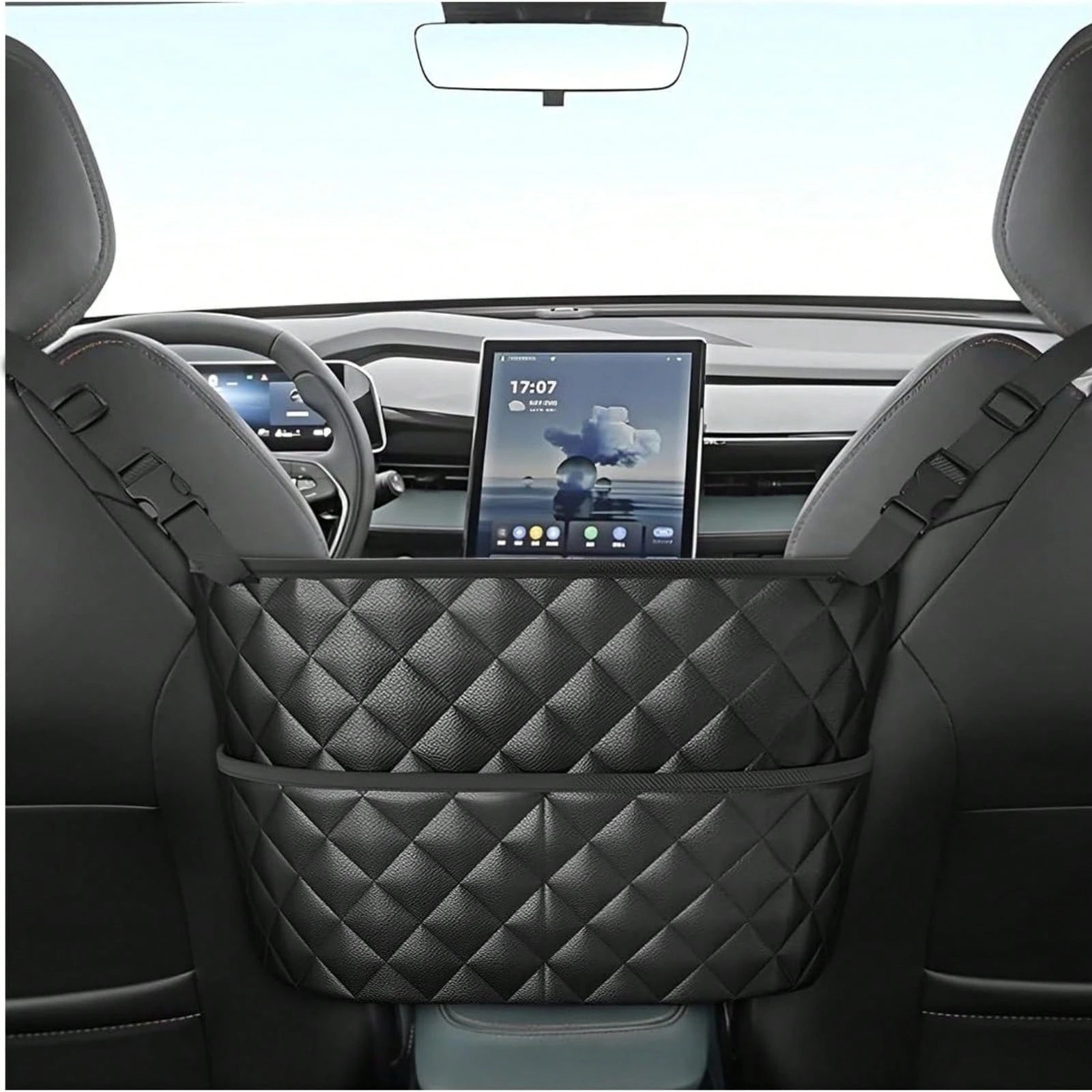 Car Seat Storage Bag, Stylish Upgraded Black PU Leather Storage Rack, Extra Storage Space, Easy To Install, Helping You Say Goodbye To Clutter!