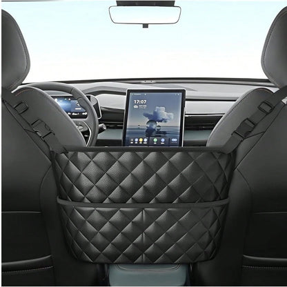 Car Seat Storage Bag, Stylish Upgraded Black PU Leather Storage Rack, Extra Storage Space, Easy To Install, Helping You Say Goodbye To Clutter!