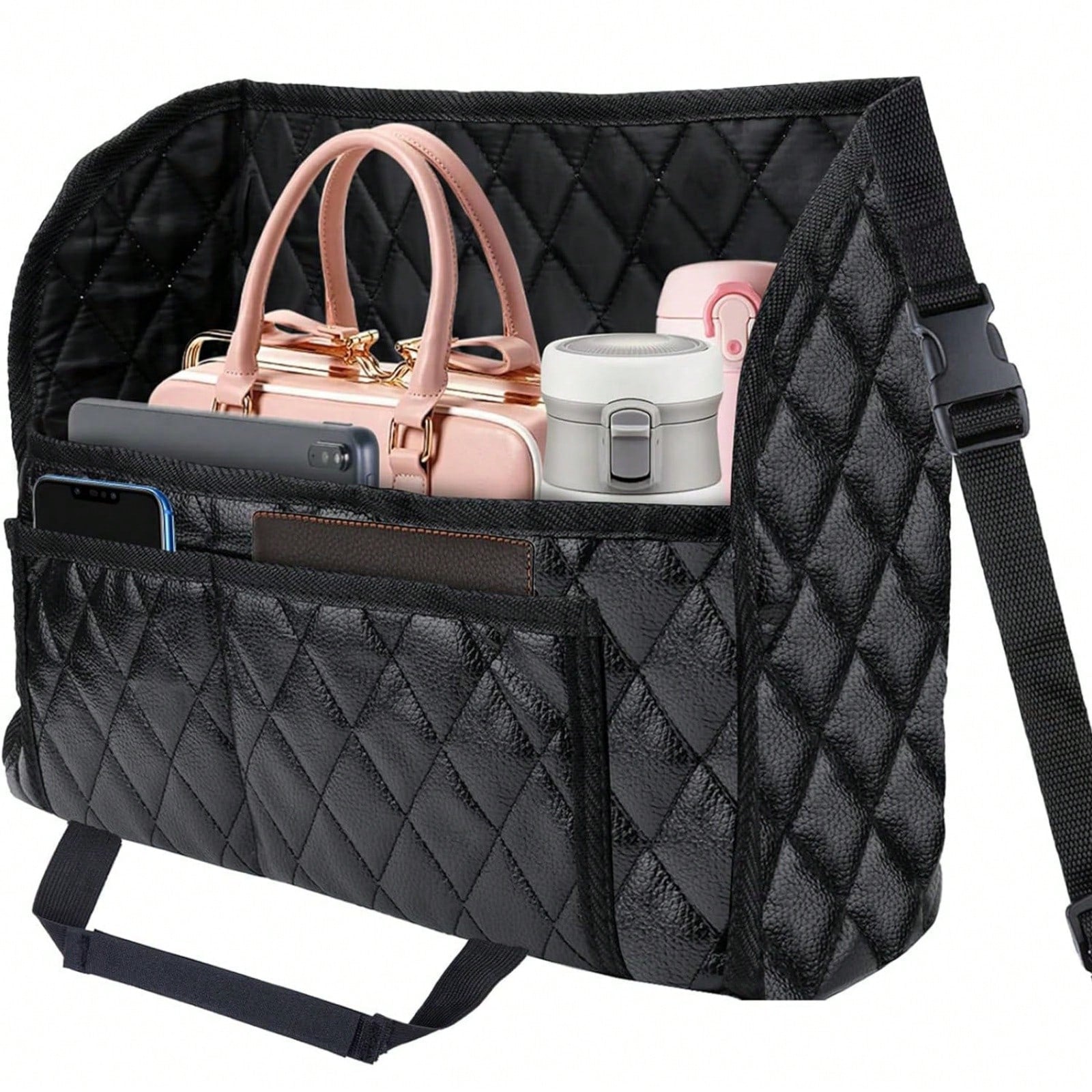 Car Seat Storage Bag, Stylish Upgraded Black PU Leather Storage Rack, Extra Storage Space, Easy To Install, Helping You Say Goodbye To Clutter!