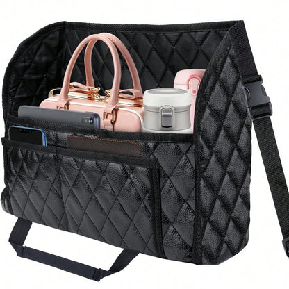 Car Seat Storage Bag, Stylish Upgraded Black PU Leather Storage Rack, Extra Storage Space, Easy To Install, Helping You Say Goodbye To Clutter!