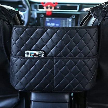 Car Seat Storage Bag, Stylish Upgraded Black PU Leather Storage Rack, Extra Storage Space, Easy To Install, Helping You Say Goodbye To Clutter!