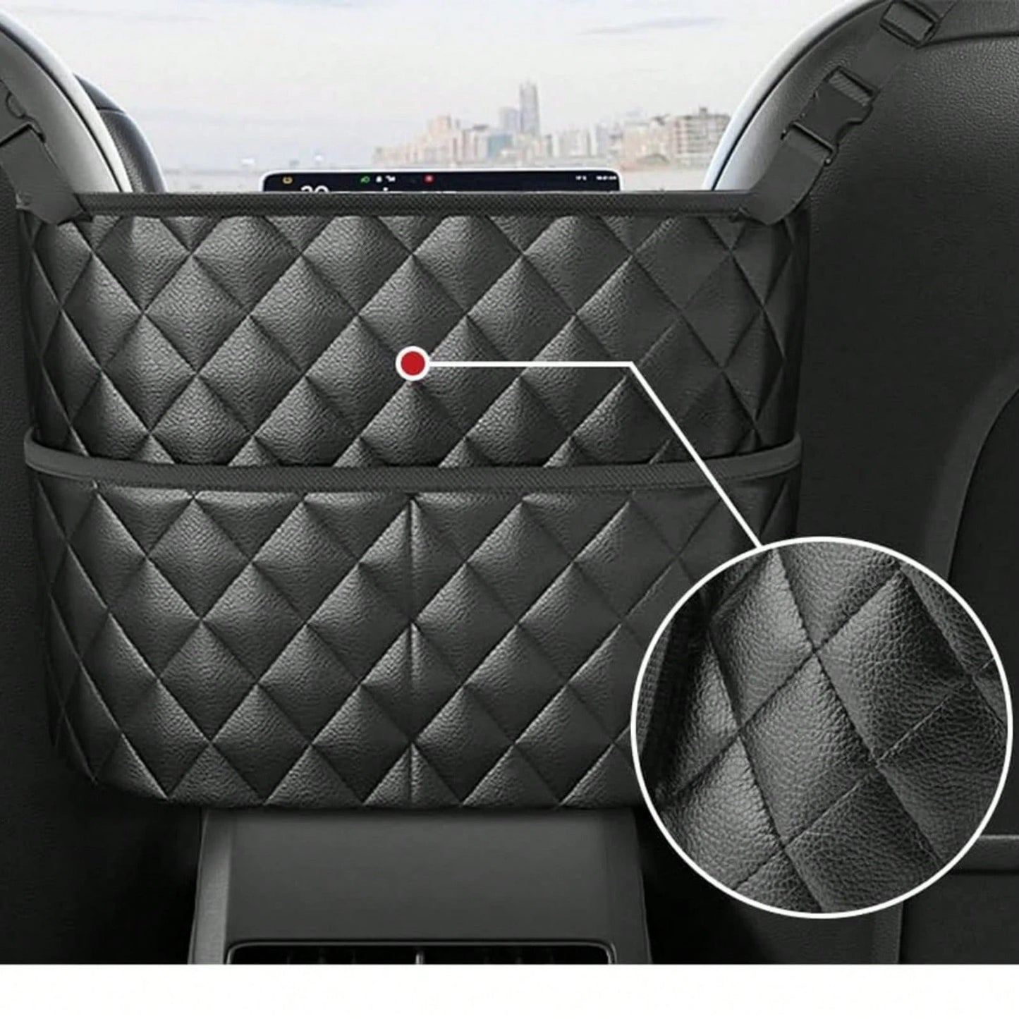Car Seat Storage Bag, Stylish Upgraded Black PU Leather Storage Rack, Extra Storage Space, Easy To Install, Helping You Say Goodbye To Clutter!