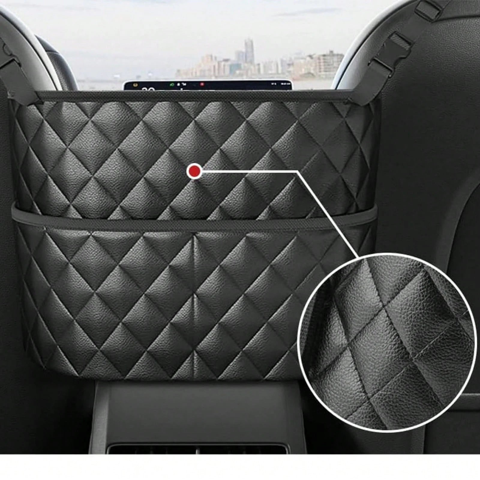 Car Seat Storage Bag, Stylish Upgraded Black PU Leather Storage Rack, Extra Storage Space, Easy To Install, Helping You Say Goodbye To Clutter!