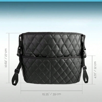 Car Seat Storage Bag, Stylish Upgraded Black PU Leather Storage Rack, Extra Storage Space, Easy To Install, Helping You Say Goodbye To Clutter!