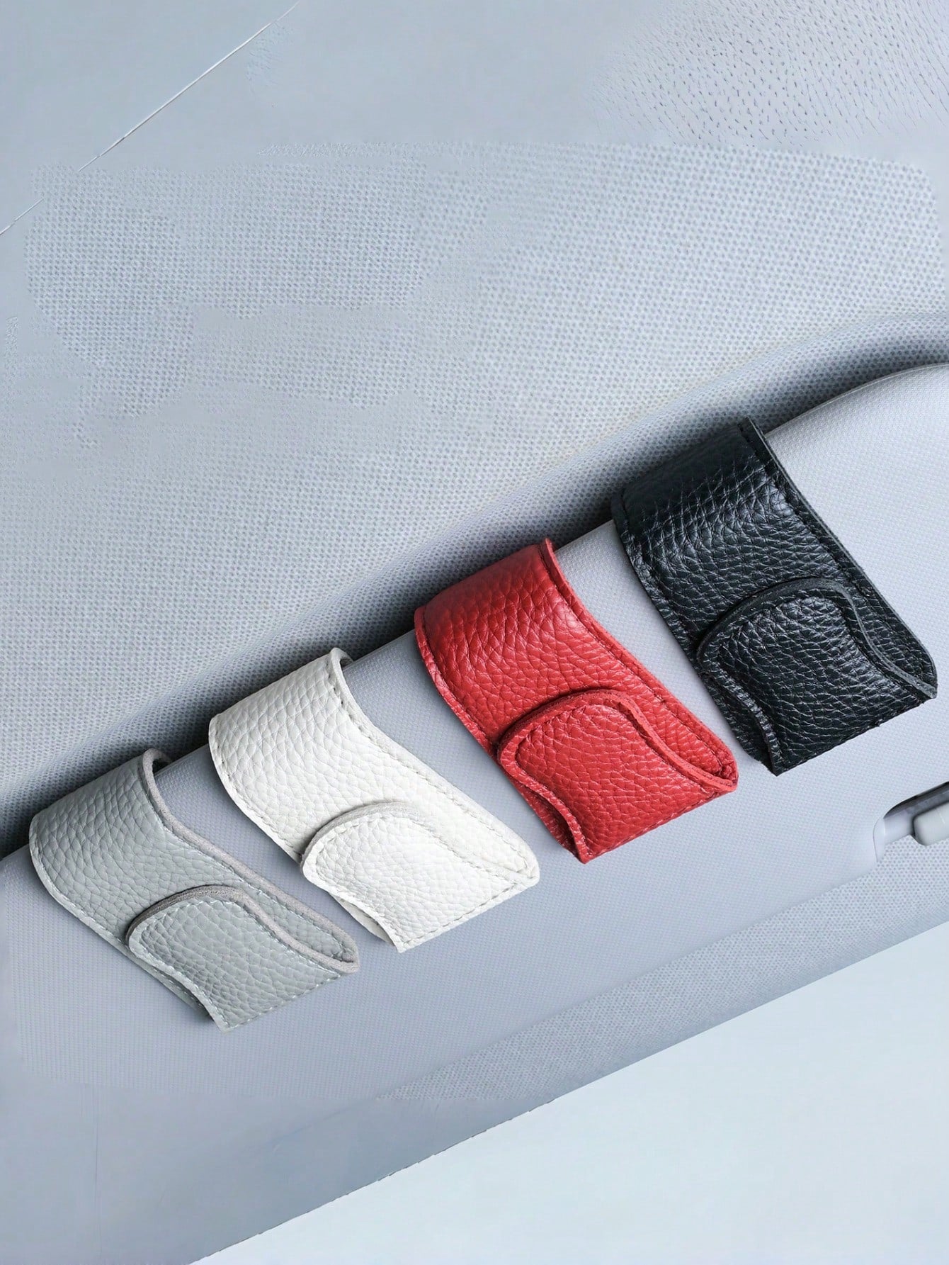Car Sun Visor Glasses Clip- Magnetic Leather Material, One-Handed Operation, No Damage Installation, Suitable For All Vehicle Models, Car Interior Glasses Clip And Card Clip