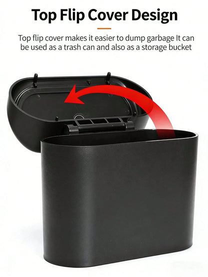 Car Trash Can, Mini Storage Bag, Multi-Functional Seat Side Hanging Organizer With Lid, Upgraded Thickened Mini Desktop Trash Can, Multi-Functional Storage Box, Leak-Proof Lid, Suitable For Car, Offic