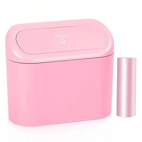 Car Trash Can With Lid And Side-Hanging Door Storage Box Set, Comes With Trash Bags, Compact And Practical Car Trash Can And Trash Bags