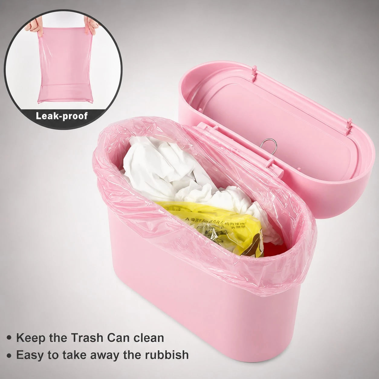Car Trash Can With Lid And Side-Hanging Door Storage Box Set, Comes With Trash Bags, Compact And Practical Car Trash Can And Trash Bags