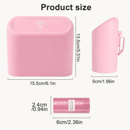 Car Trash Can With Lid And Side-Hanging Door Storage Box Set, Comes With Trash Bags, Compact And Practical Car Trash Can And Trash Bags