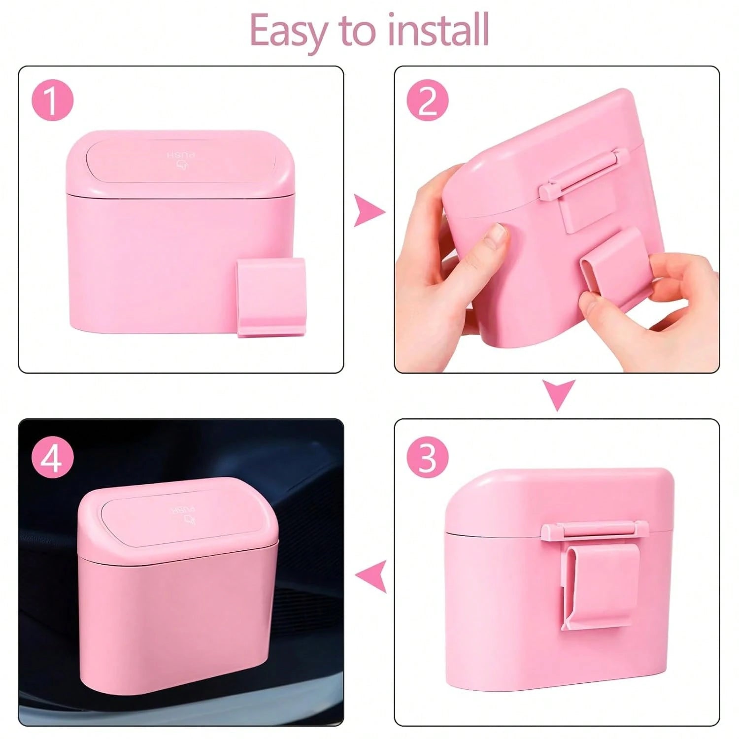 Car Trash Can With Lid And Side-Hanging Door Storage Box Set, Comes With Trash Bags, Compact And Practical Car Trash Can And Trash Bags