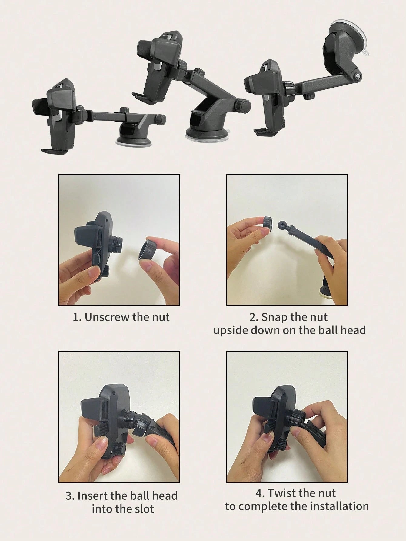Car Universal Hands-Free Suction Cell Phone Holder For Car Dashboard Air Vent Car Phone Holder Mount
