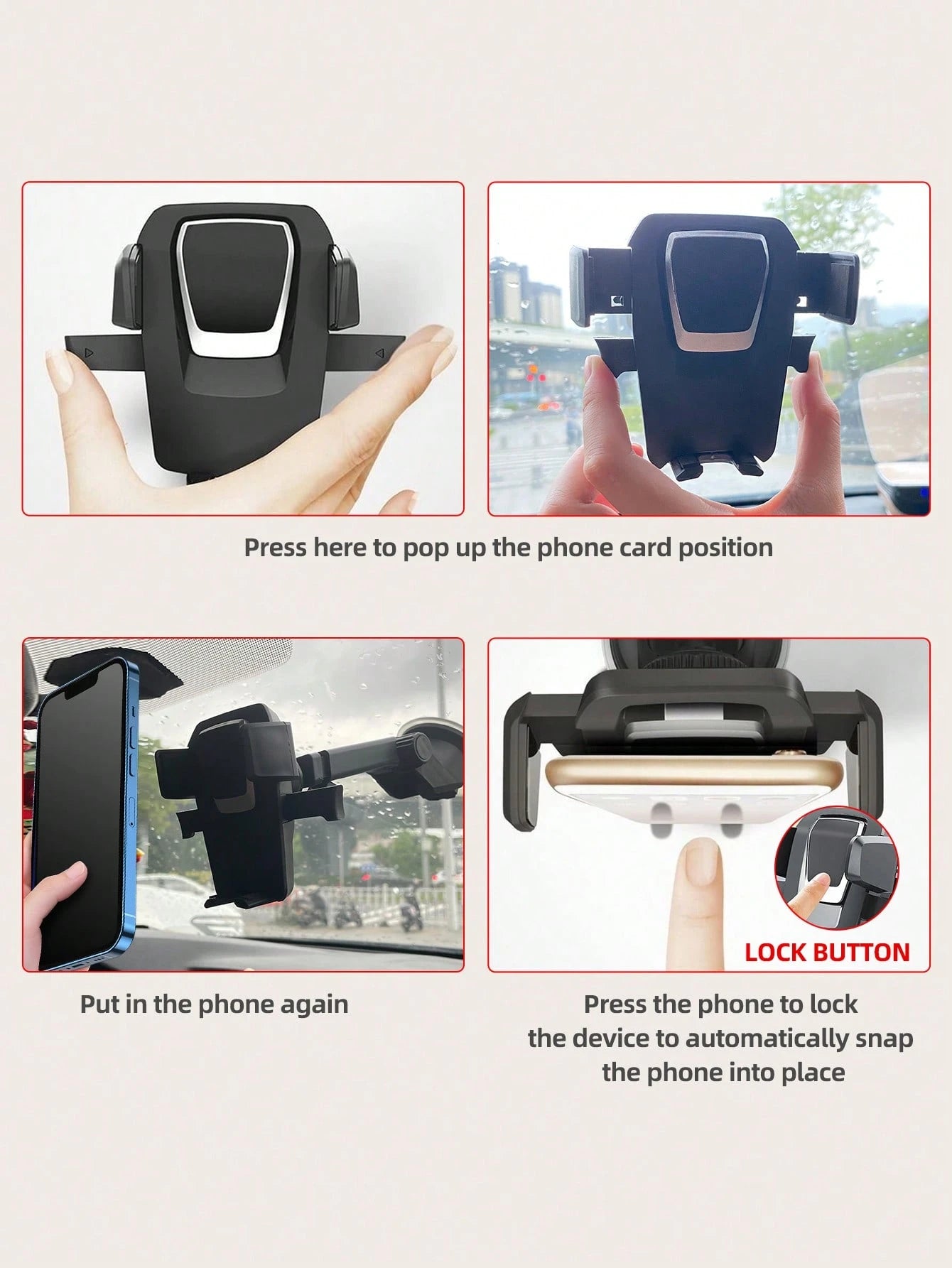 Car Universal Hands-Free Suction Cell Phone Holder For Car Dashboard Air Vent Car Phone Holder Mount