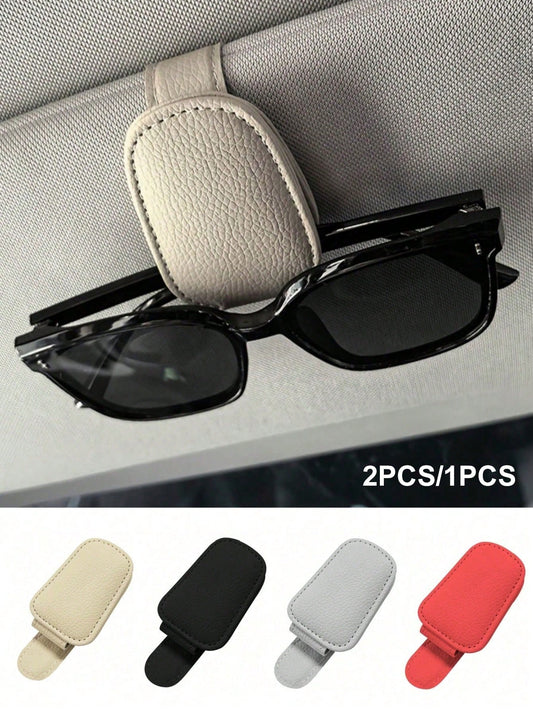 Car Visor Fashion Glasses Clip, 2pcs/1pc Universal Car Visor Glasses Clip, PU Material, Magnetic Leather Glasses Clip, Glasses Holder, Car Ticket Card Holder Fashion Glasses Bracket, Car Visor Accesso