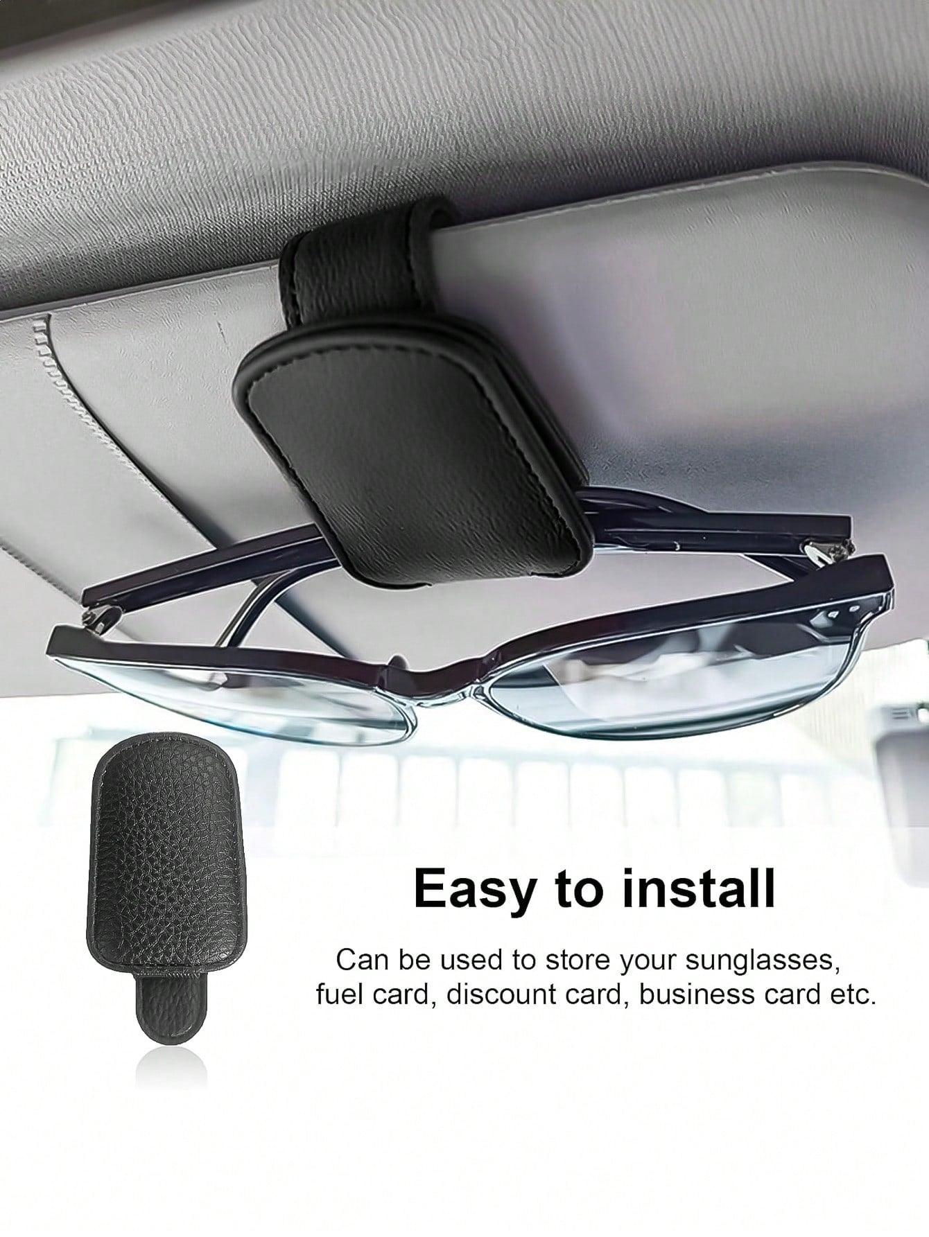 Car Visor Fashion Glasses Clip, 2pcs/1pc Universal Car Visor Glasses Clip, PU Material, Magnetic Leather Glasses Clip, Glasses Holder, Car Ticket Card Holder Fashion Glasses Bracket, Car Visor Accesso