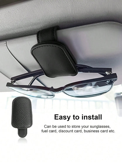 Car Visor Fashion Glasses Clip, 2pcs/1pc Universal Car Visor Glasses Clip, PU Material, Magnetic Leather Glasses Clip, Glasses Holder, Car Ticket Card Holder Fashion Glasses Bracket, Car Visor Accesso