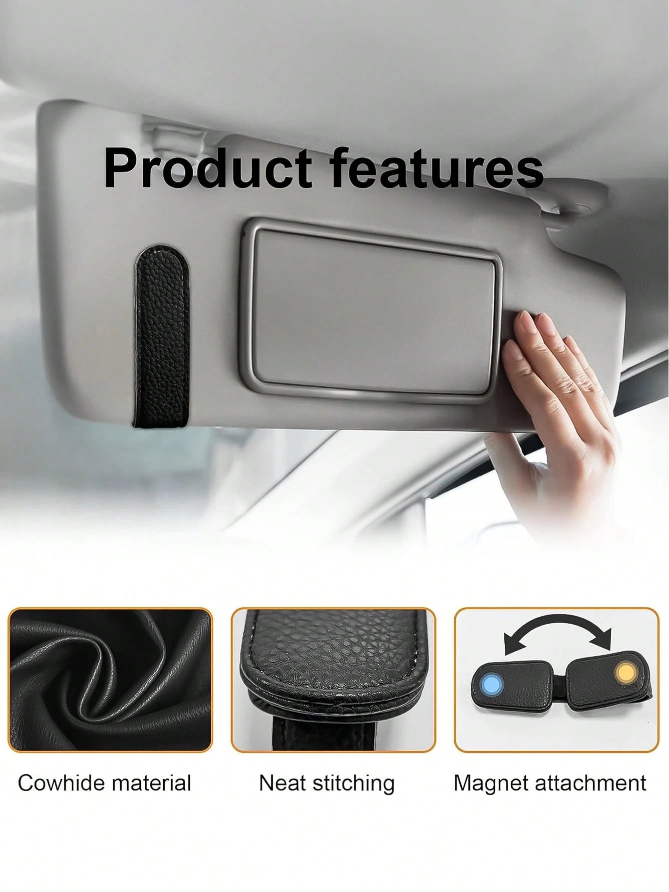 Car Visor Fashion Glasses Clip, 2pcs/1pc Universal Car Visor Glasses Clip, PU Material, Magnetic Leather Glasses Clip, Glasses Holder, Car Ticket Card Holder Fashion Glasses Bracket, Car Visor Accesso