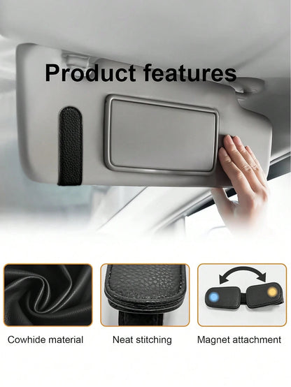 Car Visor Fashion Glasses Clip, 2pcs/1pc Universal Car Visor Glasses Clip, PU Material, Magnetic Leather Glasses Clip, Glasses Holder, Car Ticket Card Holder Fashion Glasses Bracket, Car Visor Accesso