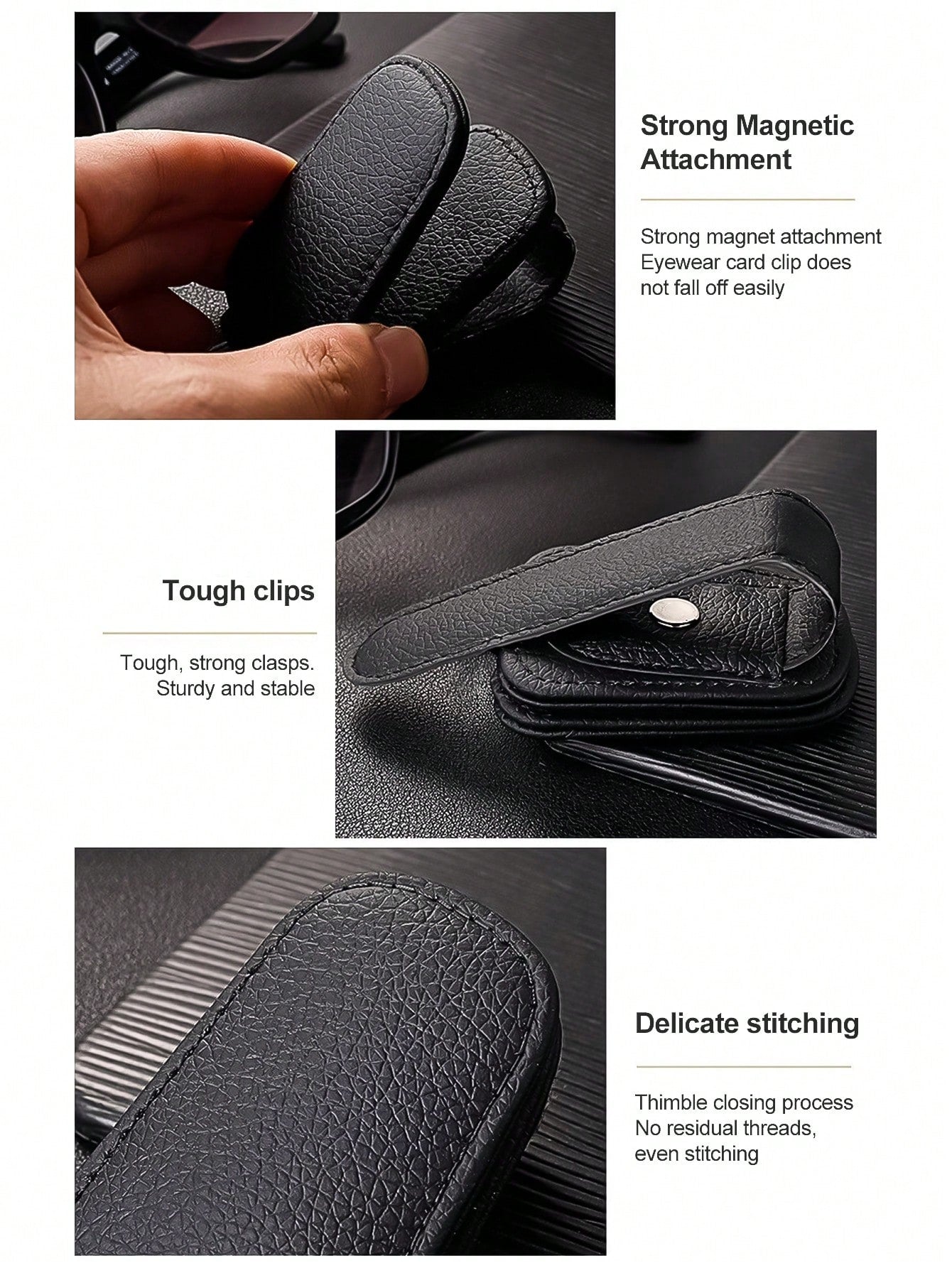 Car Visor Fashion Glasses Clip, 2pcs/1pc Universal Car Visor Glasses Clip, PU Material, Magnetic Leather Glasses Clip, Glasses Holder, Car Ticket Card Holder Fashion Glasses Bracket, Car Visor Accesso