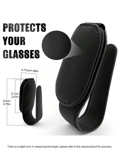 Car Visor Fashion Glasses Clip, 2pcs/1pc Universal Car Visor Glasses Clip, PU Material, Magnetic Leather Glasses Clip, Glasses Holder, Car Ticket Card Holder Fashion Glasses Bracket, Car Visor Accesso