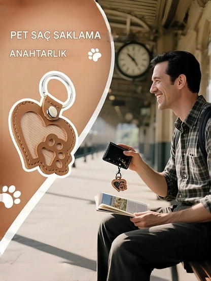 Caring Commemorative Leather Pet Hair Storage Bag- Multifunctional Portable Keychain, Suitable For Cats And Dogs, Pet Commemorative Hair Storage Box