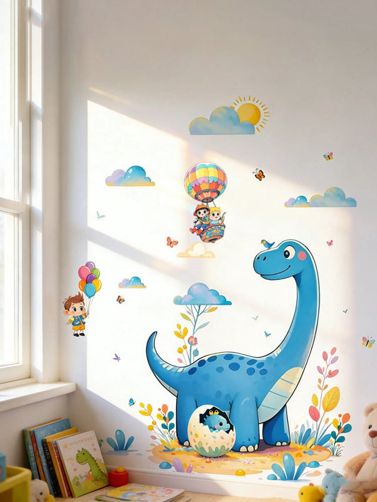 Cartoon Dinosaur Wall Stickers, Removable Self-Adhesive Decor For Kids Room, Nursery, Preschool