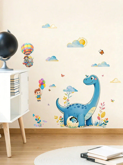 Cartoon Dinosaur Wall Stickers, Removable Self-Adhesive Decor For Kids Room, Nursery, Preschool
